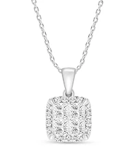 Diamond Princess Cluster Halo 20" Pendant Necklace (1 ct. t.w.) in 14k White Gold