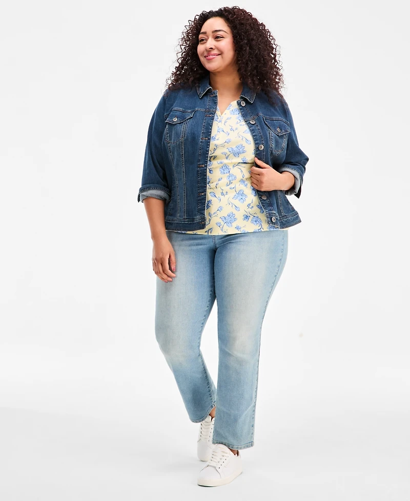 Style & Co Plus Short-Sleeve Henley Top, Macy's Exclusive