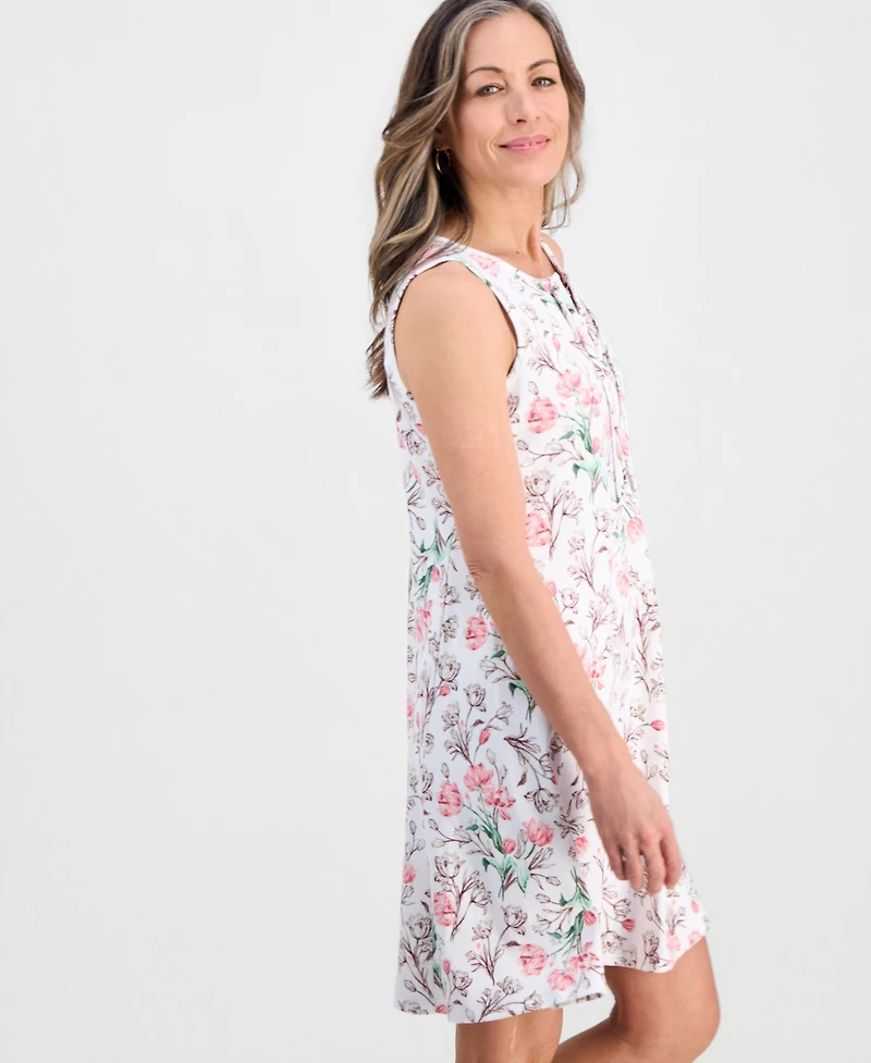 Style & Co Petite Printed Knit Sleeveless Lace-Up Dress, Macy's Exclusive