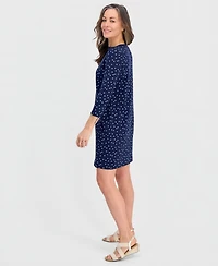 Style & Co Petite Polka Dot Knit Envelope-Neck 3/4-Sleeve Dress, Macy's Exclusive