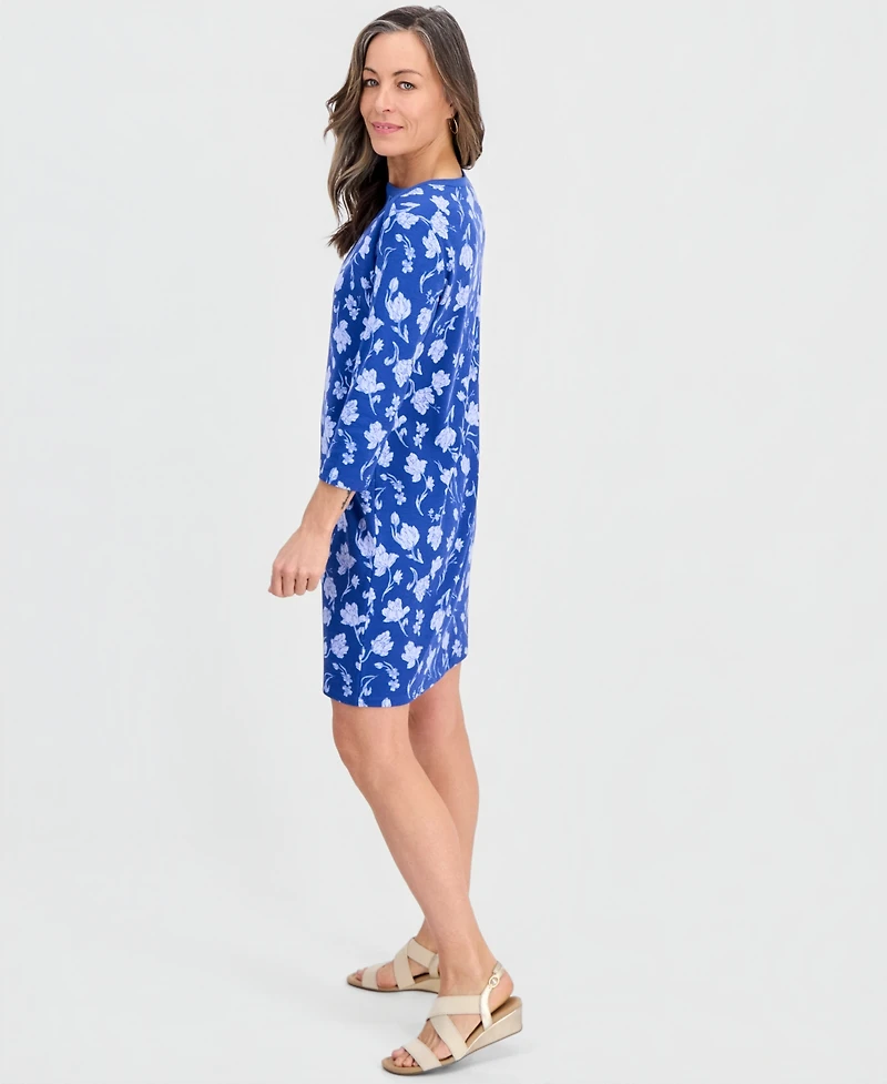 Style & Co Petite Printed Knit Envelope-Neck 3/4-Sleeve Dress, Macy's Exclusive