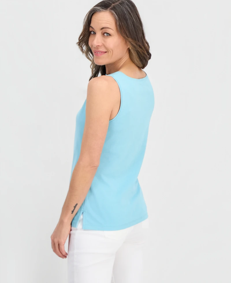 Style & Co Petite Sleeveless Boat-Neck Tank Top, Created for Macy's