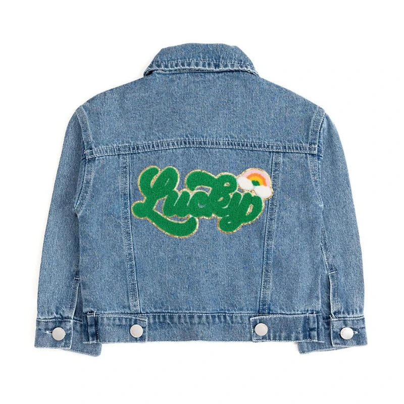 Sweet Wink Big Girls Lucky Rainbow Patch St. Patrick's Day Denim Jacket