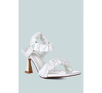 merker ruched spool heel casual sandals
