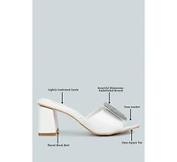 naflah rhinestone embellished slip on sandals