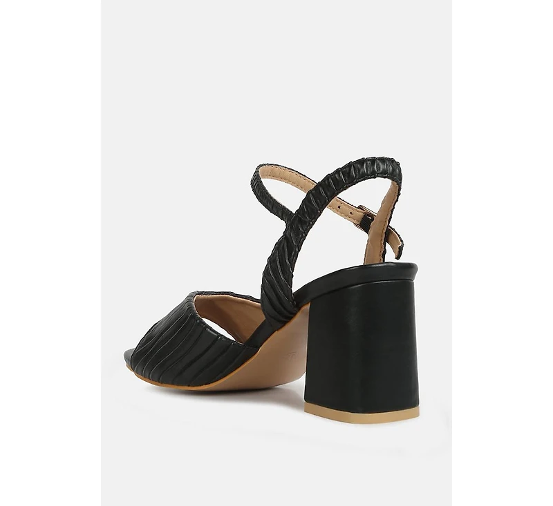 nicholas pleated strap block heel sandals