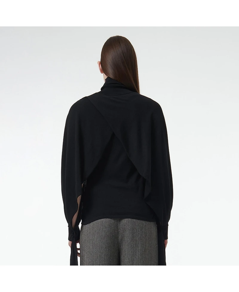 Leem Women's Layered Butterfly Sleeve Knitted Sweater