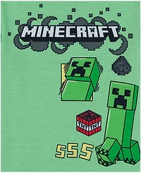 Minecraft Boys' 6-12 Graphic Short-Sleeve Top, Short and Pants, 3-Piece Pajama Set
