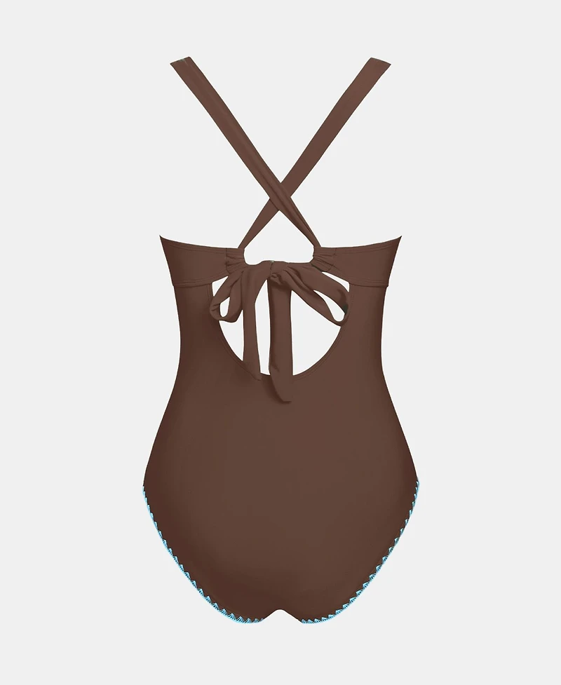 Cupshe Women's Cross Back Scoop One Piece Swimsuit