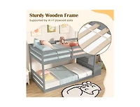 Slickblue Twin Over Bunk Bed with Storage Stairs, Solid Wood Frame