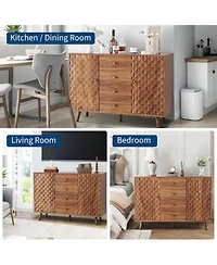 gaomon 47.2 in W Sideboard Buffets Cabinet with 4 Drawers, Buffets Cabinet with Storage, Wood Farmhouse Buffet Cabinets with 2 Door