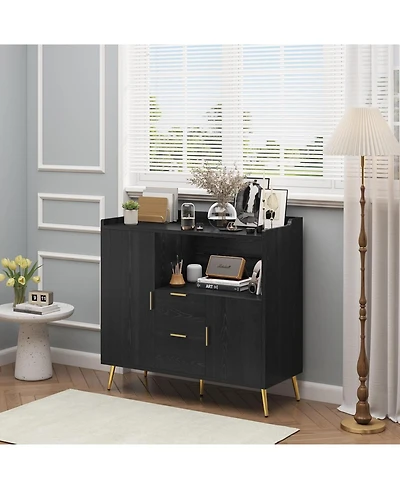 gaomon 40" Buffet Sideboard with Storage, Kitchen Storage Cabinet, Microwave Coffee Bar Cabinet 2 Drawers and Doors for