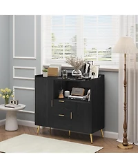 gaomon 40" Buffet Sideboard with Storage, Kitchen Storage Cabinet, Microwave Coffee Bar Cabinet 2 Drawers and Doors for