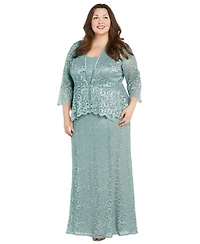 R & M Richards Plus Metallic Lace Jacket and Dress