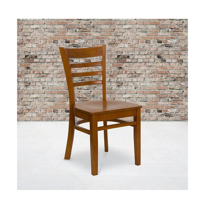 Emma+Oliver 2 Pack Ladder Back Wooden Restaurant Chair