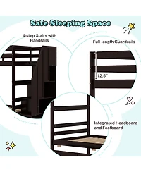 Slickblue Bunk Bed Twin-Over-Twin with Storage Steps and Drawers - 43