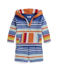 Polo Ralph Lauren Baby Boys' Striped Long-Sleeve Terry Hoodie and Shorts, 2-Piece Set