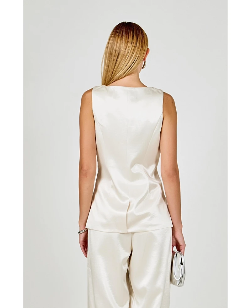 endless rose Women's Satin Velvet Scoop Neck Top