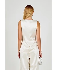 endless rose Women's Satin Velvet Scoop Neck Top