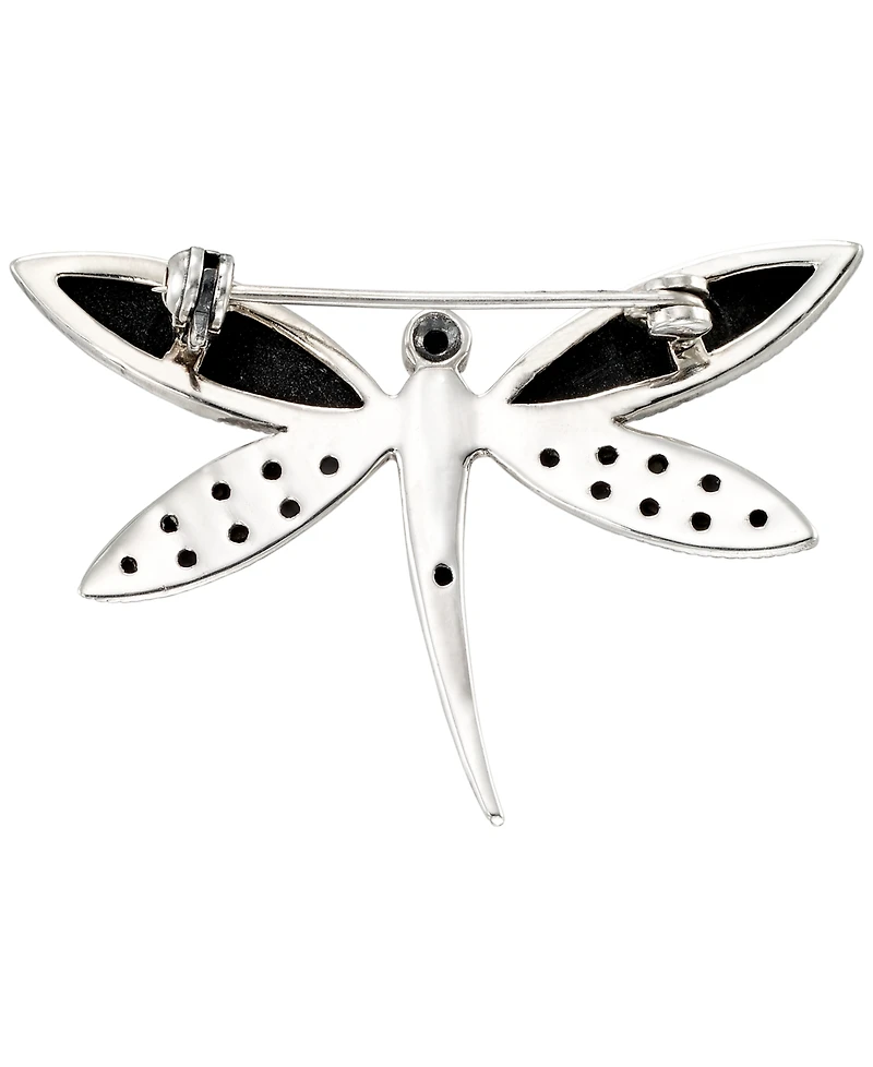 Macy's Marcasite (0.45 ct. t.w.) & Onyx Dragon Pin in Sterling Silver
