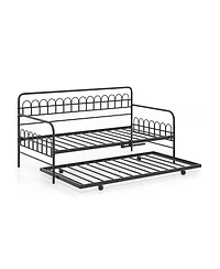 Draft - Slickblue Twin Metal Daybed with Curved Backrest and Armrests