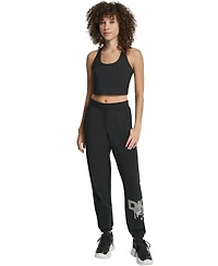 Dkny Women's Graffiti Rhinestone Logo High-Rise Relaxed-Fit Joggers