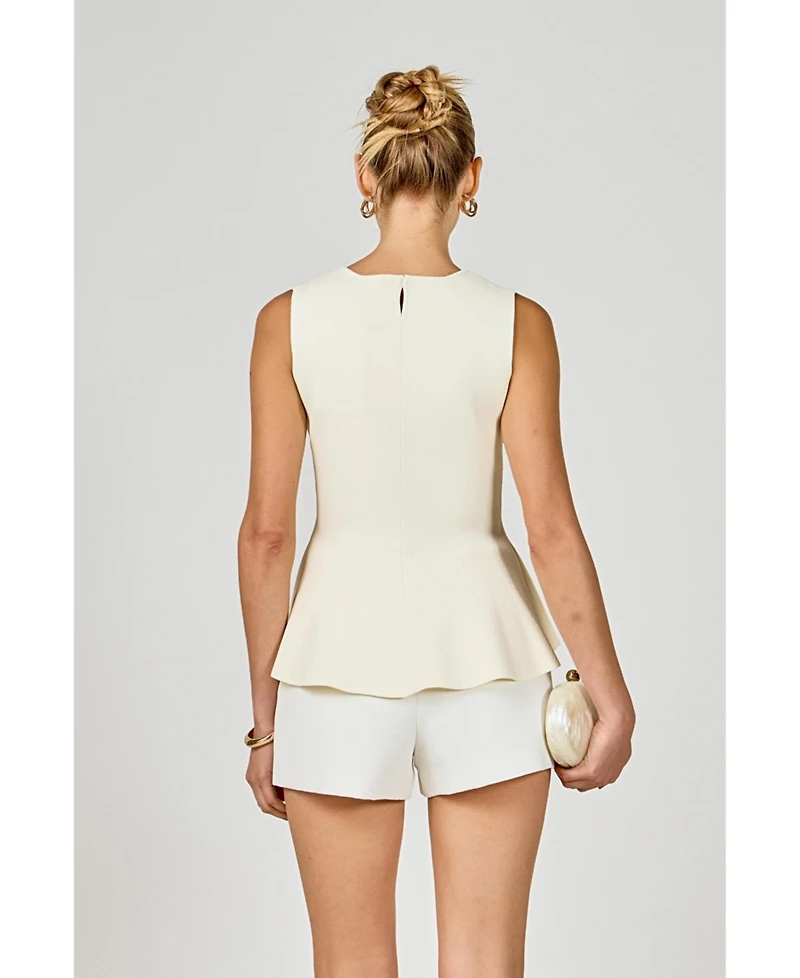 endless rose Women's Ring Detailed Flare Knit Top