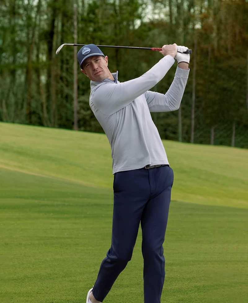 Pga Tour Men's Feeder Stripe Mock-Neck Golf Shirt