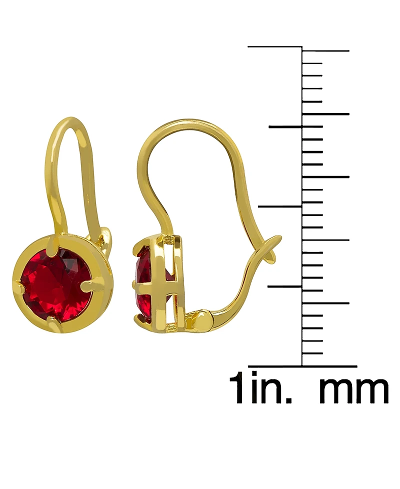 Macy's 2-Piece Lab-Grown Ruby (4-1/4 ct. t.w.) Round Pendant Necklace and Leverback Earrings Set in 14k Gold Over Sterling Silver