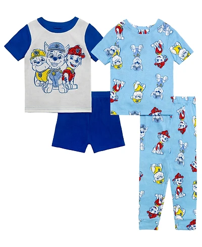 Paw Patrol Boys' Toddler 2T-4T Sketchypaw Graphic Tops, Shorts, and Pants, 4-Piece Pajama Set