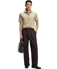 Boss by Hugo Men's Mercerised-Cotton Striped Trim Polo Shirt