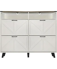 gaomon Freestanding Shoe Cabinet with 4 Flip Drawers, Farmhouse Narrow Shoe Storage with Anti-Tip