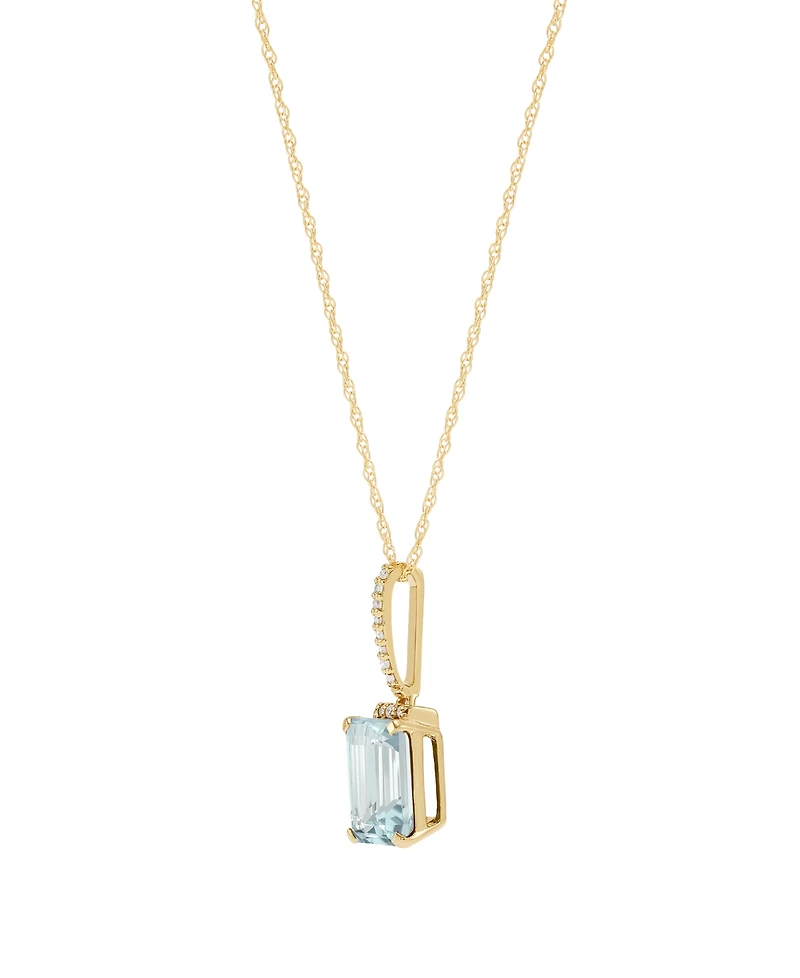 Macy's Aquamarine (1-3/8 ct. t.w.) & Diamond Accent Pendant Necklace in 14k Yellow Gold