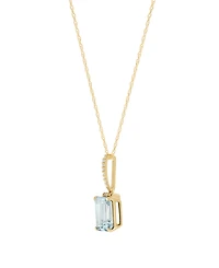 Macy's Aquamarine (1-3/8 ct. t.w.) & Diamond Accent Pendant Necklace in 14k Yellow Gold