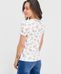 Style & Co Petite Poetic Bloom Henley Short-Sleeve T-Shirt, Macy's Exclusive