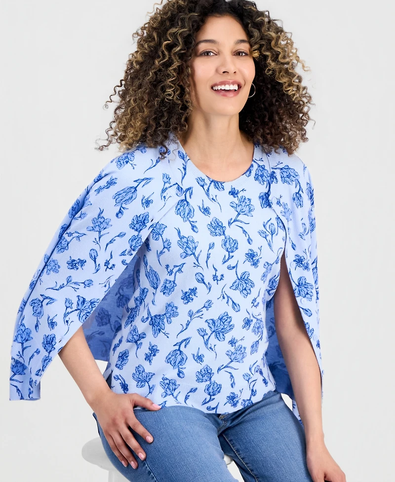 Style & Co Petite Poetic Floral Button-Up Cardigan Sweater, Macy's Exclusive