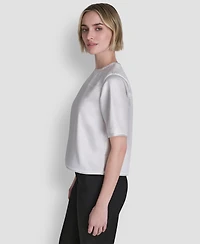 Dkny Women's Crackle Woven Crewneck Blouse