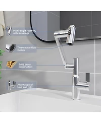 Rainsken Kitchen Faucet with Pull Down Sprayer, High Arc 360° Swivel Brushed Nickel, 3-Mode Spray Head, for Farmhouse Modern Laundry Rv Bar