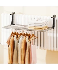 Ecooso Portable Aluminum Clothes Drying Rack Towel Stand with Adjustable Foldable Brackets