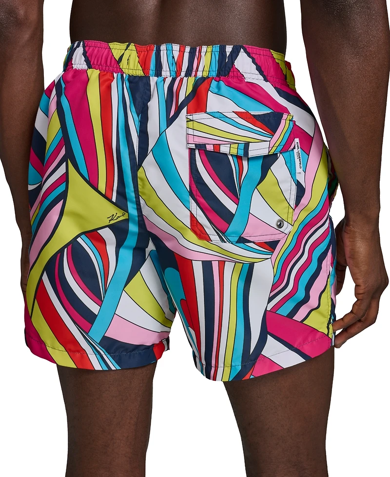 Karl Lagerfeld Paris Men's Logo Patch Volley Shorts