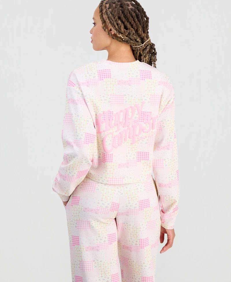 The Happy Camp3r Juniors' Patchwork Print Crewneck Sweatshirt