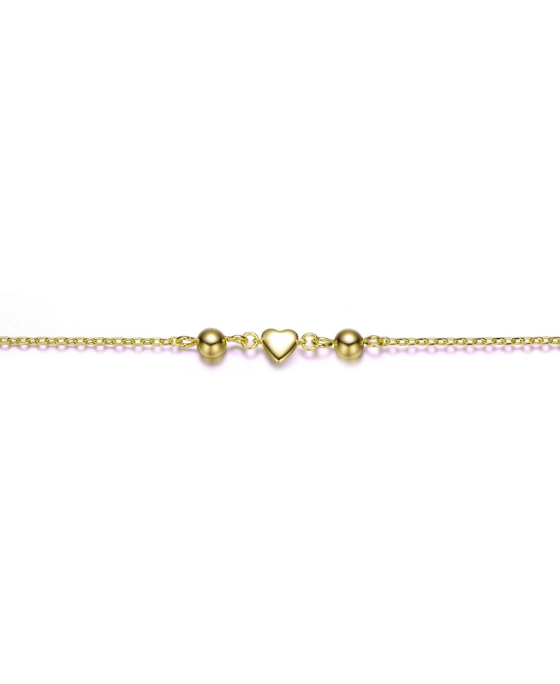 GiGiGirl Kids 14k Gold Plated Tiny Heart & Pearl Station Charm Bracelet