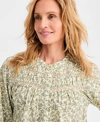 Style & Co Women's Printed Pintuck-Yoke Blouse, Macy's Exclusive