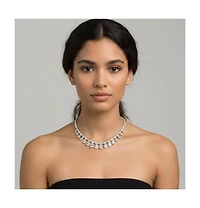Cubic Zirconia Sterling Silver White Gold Plated Evening Necklace