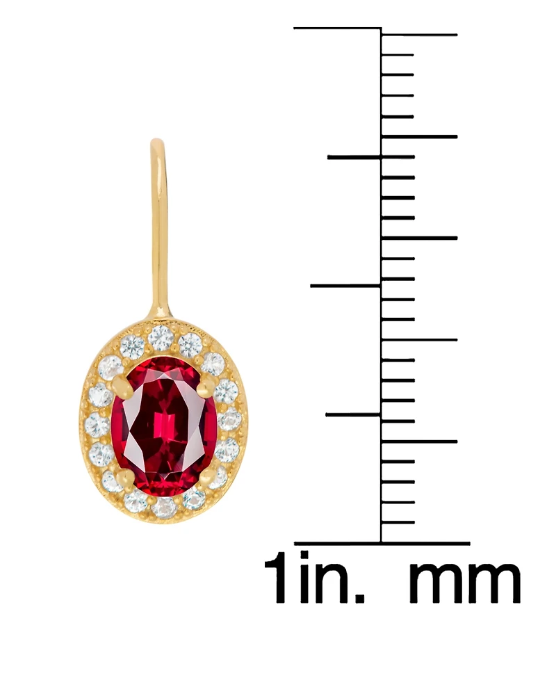 Macy's Lab-Grown Ruby (1.90 ct. t.w.) & Lab-Grown White Sapphire (0.16 ct. t.w.) Halo Earrings in 14k Gold Over Sterling Silver