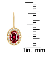 Macy's Lab-Grown Ruby (1.90 ct. t.w.) & Lab-Grown White Sapphire (0.16 ct. t.w.) Halo Earrings in 14k Gold Over Sterling Silver