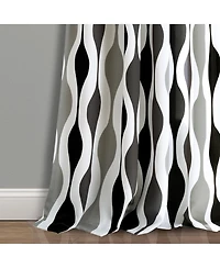 Lush Decor Mid Century Geo Room Darkening Window Curtain Panels Pair 52"W x 95"L Black & Gray - Retro Curtains for Living Room