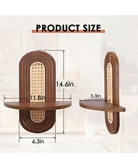 Yigii Bohemian Rattan Floating Shelves