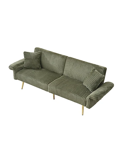 Boyel Living 79-Inch Corduroy Sofa Bed Foldable Double with Adjustable Armrests