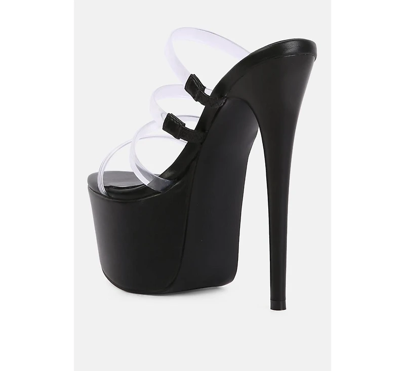 Womens Shots Up Ultra High Heel Clear Straps Sandals